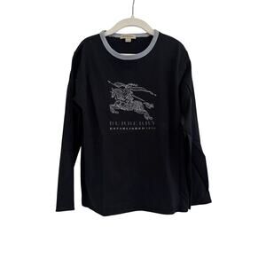 Burberry Kids Logo Long Sleeve T-Shirt Boys 8Y Black Vintage Luxury Old Money